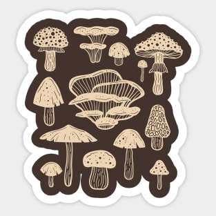 Goblincore Cream Cottagecore Fungi Mushroom Sticker